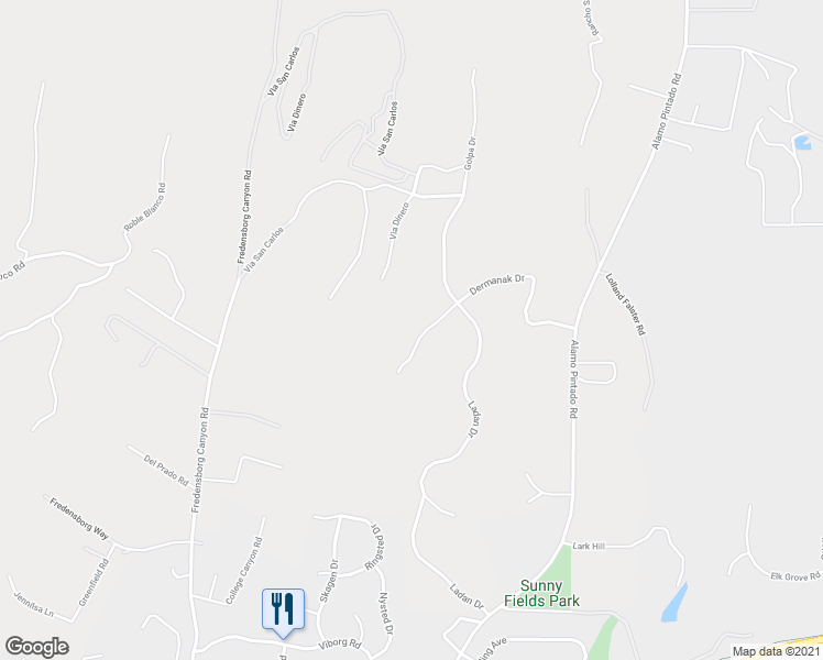 map of restaurants, bars, coffee shops, grocery stores, and more near 2041 Dermanak Drive in Solvang