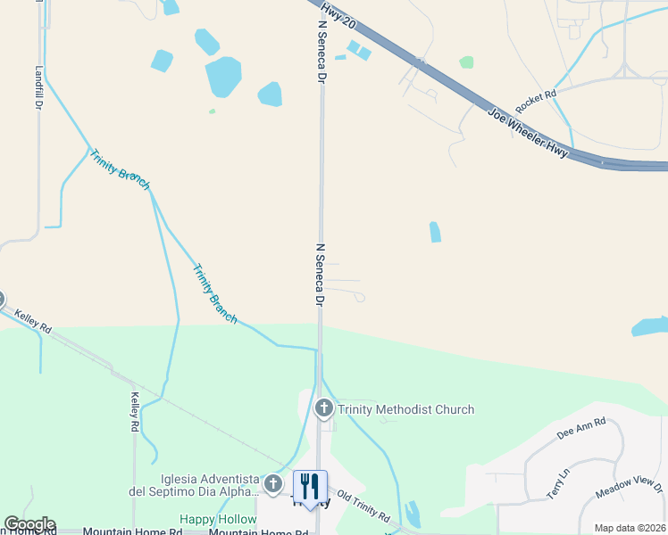 map of restaurants, bars, coffee shops, grocery stores, and more near 1023 North Seneca Drive in Trinity