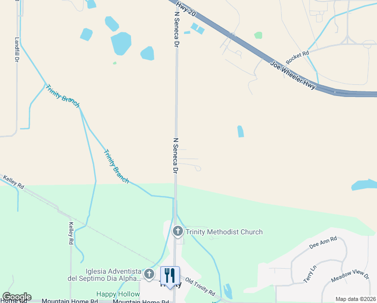 map of restaurants, bars, coffee shops, grocery stores, and more near 1023 North Seneca Drive in Trinity