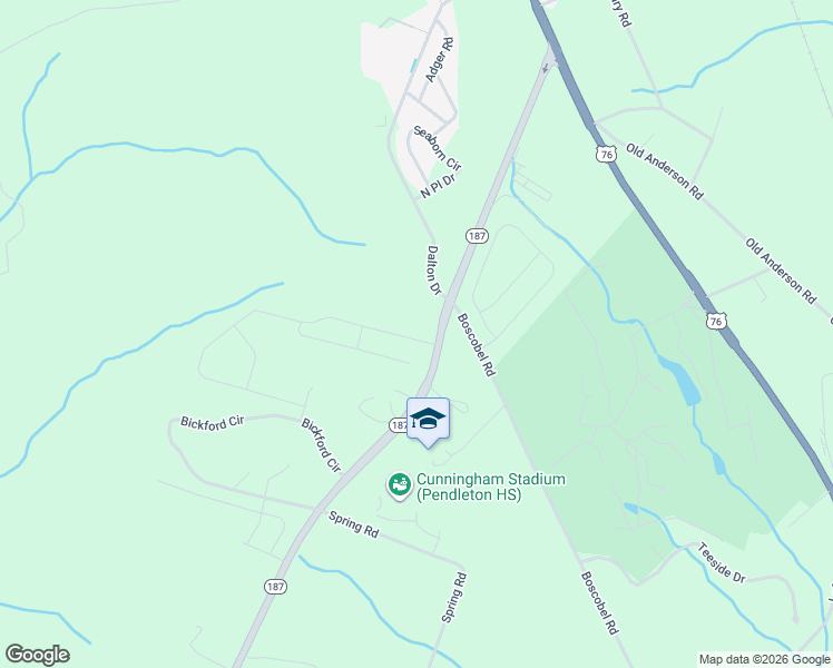 map of restaurants, bars, coffee shops, grocery stores, and more near 7467 South Carolina 187 in Anderson