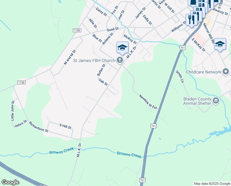 map of restaurants, bars, coffee shops, grocery stores, and more near in White Oak