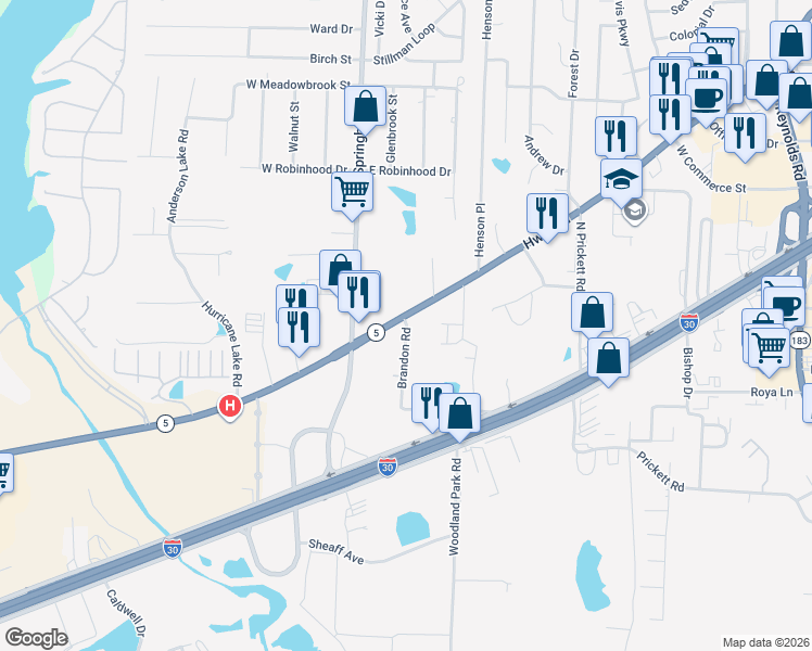 map of restaurants, bars, coffee shops, grocery stores, and more near 3801 Arkansas 5 in Bryant