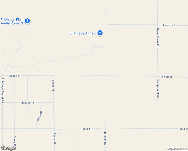 map of restaurants, bars, coffee shops, grocery stores, and more near Linson Street in San Bernardino County