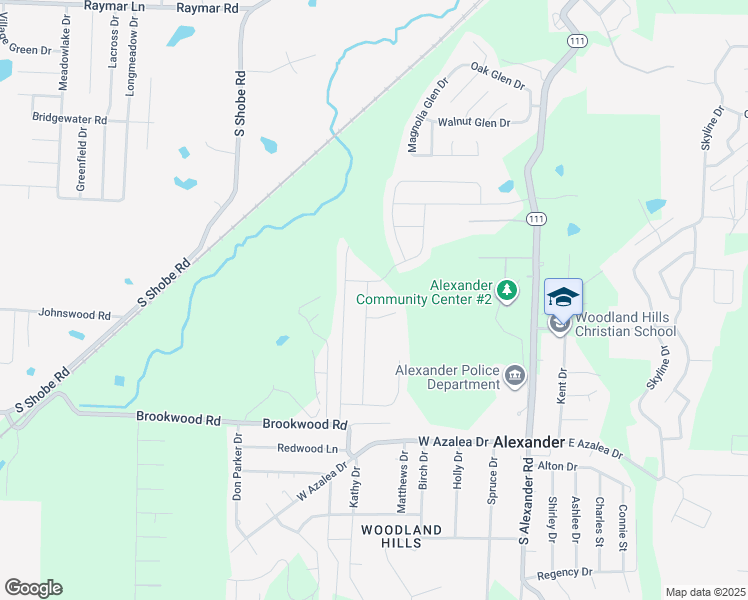 map of restaurants, bars, coffee shops, grocery stores, and more near 2168 Fern Valley Drive in Alexander