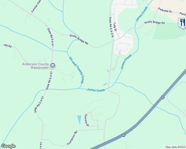 map of restaurants, bars, coffee shops, grocery stores, and more near 1812 Shackleburg Road in Anderson