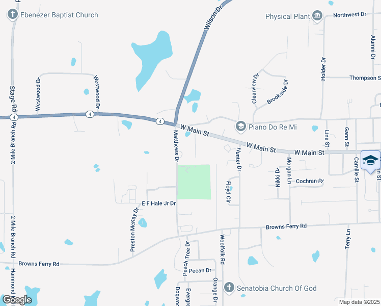 map of restaurants, bars, coffee shops, grocery stores, and more near 209 Lanelle Cove in Senatobia