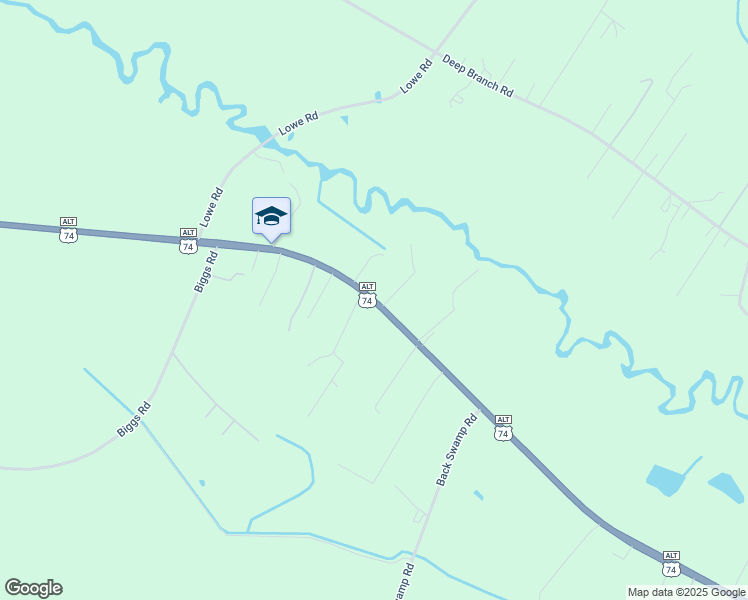 map of restaurants, bars, coffee shops, grocery stores, and more near US Highway 74 West in Robeson County