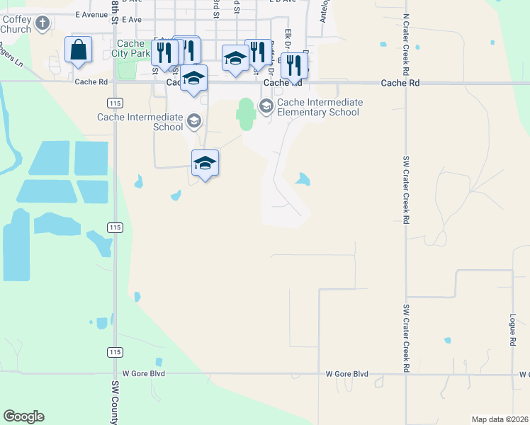 map of restaurants, bars, coffee shops, grocery stores, and more near 1307 Dahlia Lane in Cache
