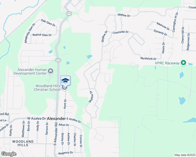 map of restaurants, bars, coffee shops, grocery stores, and more near 14617 Parkway Meadows Drive in Alexander