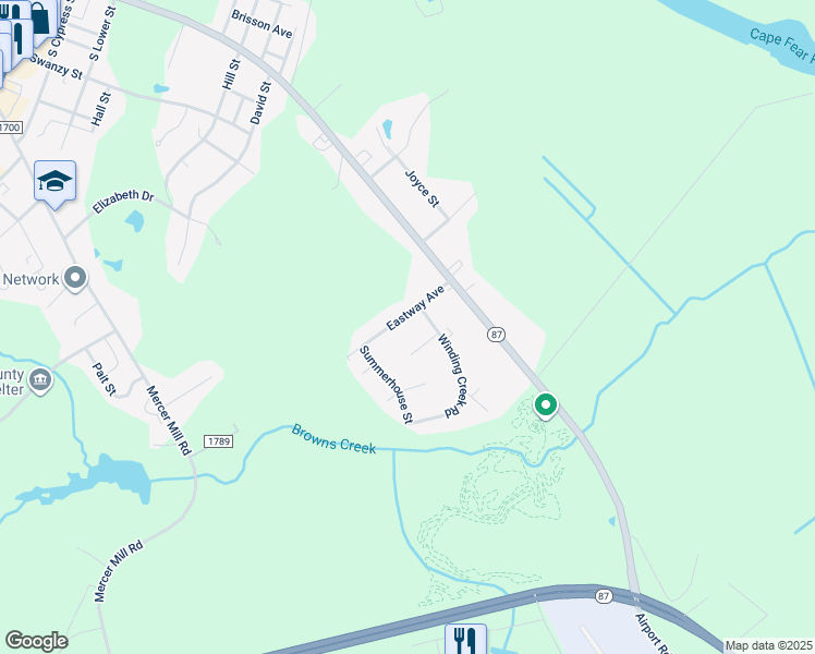 map of restaurants, bars, coffee shops, grocery stores, and more near 205 Eastway Avenue in Elizabethtown