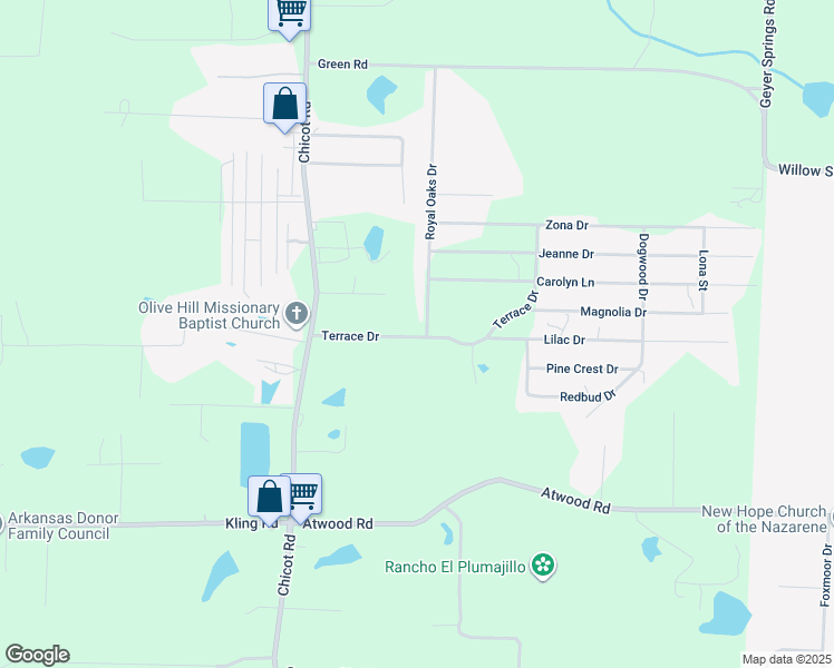 map of restaurants, bars, coffee shops, grocery stores, and more near 14598 Royal Oaks Drive in Saline County