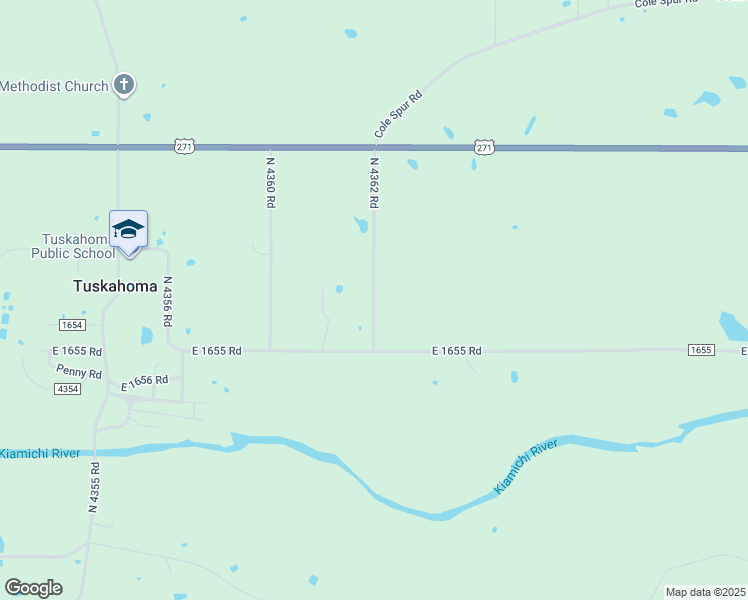 map of restaurants, bars, coffee shops, grocery stores, and more near County Road 1650 in Tuskahoma