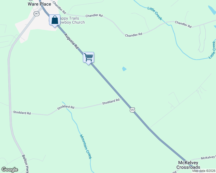 map of restaurants, bars, coffee shops, grocery stores, and more near 9586 Augusta Road in Pelzer