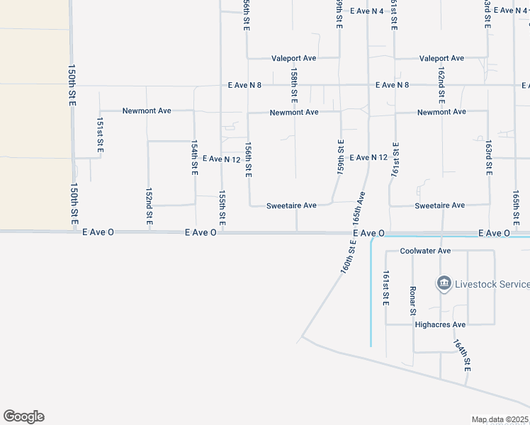 map of restaurants, bars, coffee shops, grocery stores, and more near 157 West Avenue O in Palmdale