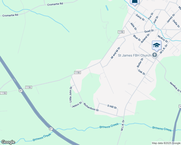 map of restaurants, bars, coffee shops, grocery stores, and more near Perkins Road in Elizabethtown
