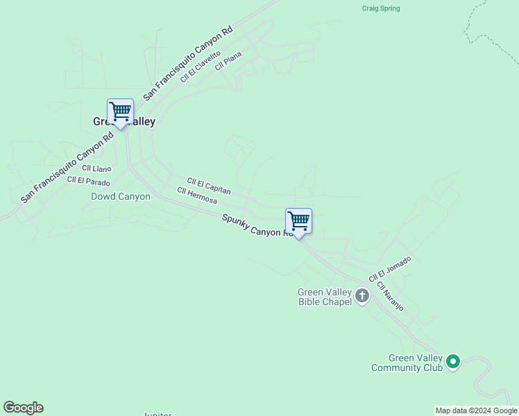 map of restaurants, bars, coffee shops, grocery stores, and more near Calle El Capitan in Green Valley