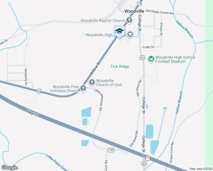 map of restaurants, bars, coffee shops, grocery stores, and more near in Woodville