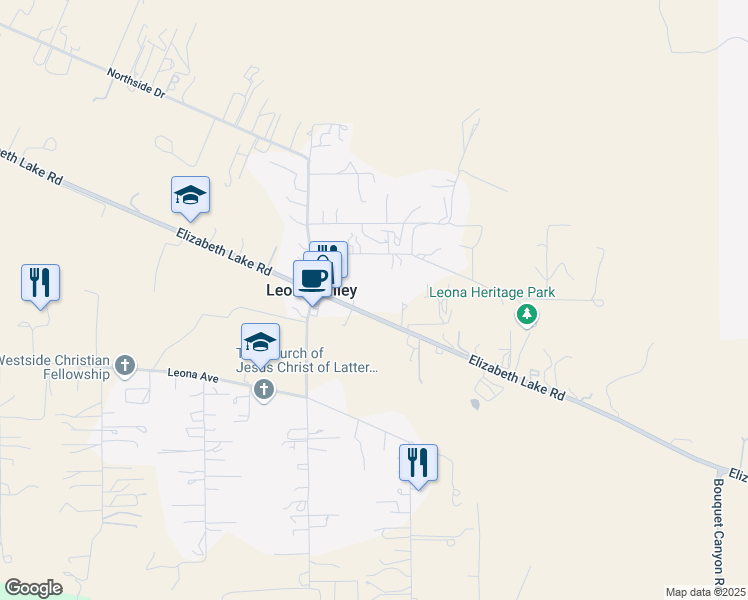 map of restaurants, bars, coffee shops, grocery stores, and more near 8753 Lake Elizabeth Road in Palmdale