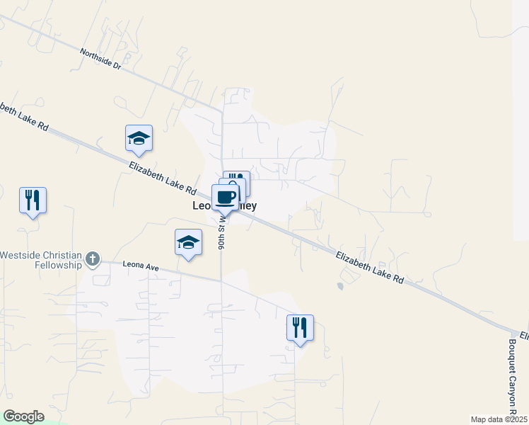 map of restaurants, bars, coffee shops, grocery stores, and more near 8753 Lake Elizabeth Road in Palmdale