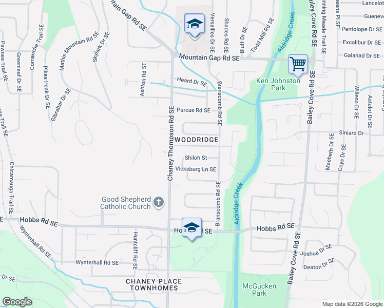 map of restaurants, bars, coffee shops, grocery stores, and more near 1013 Vicksburg Lane Southeast in Huntsville
