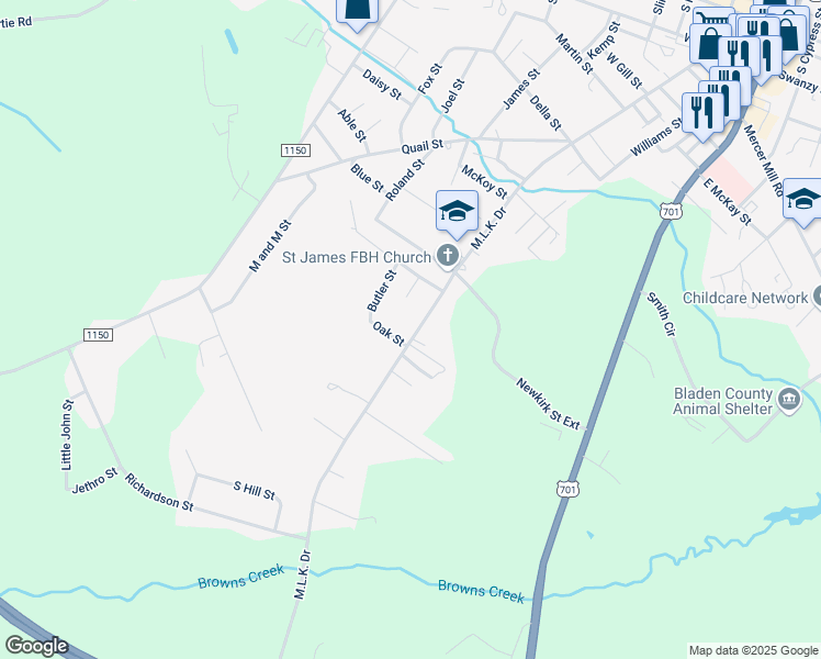 map of restaurants, bars, coffee shops, grocery stores, and more near 1608 Ward Street in Elizabethtown