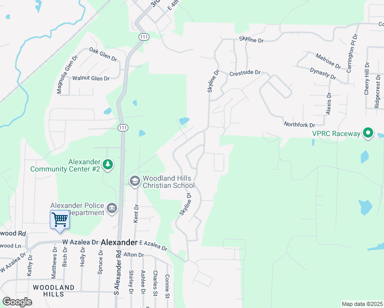 map of restaurants, bars, coffee shops, grocery stores, and more near 14511 Parkway Circle in Alexander