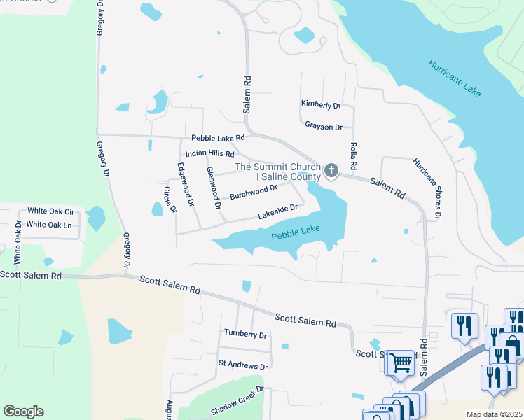 map of restaurants, bars, coffee shops, grocery stores, and more near 2900 Lakeside Drive in Benton