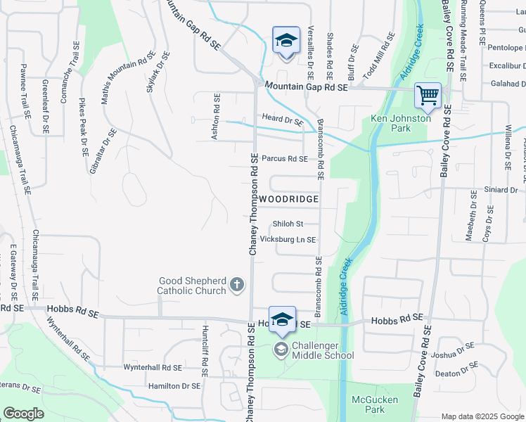 map of restaurants, bars, coffee shops, grocery stores, and more near 1005 Antietam Road Southeast in Huntsville