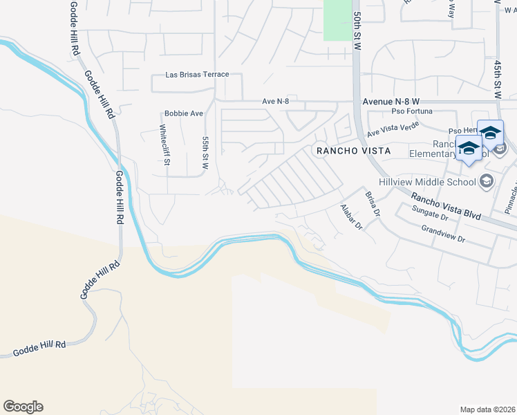 map of restaurants, bars, coffee shops, grocery stores, and more near Alpine Court in Palmdale