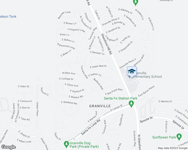 map of restaurants, bars, coffee shops, grocery stores, and more near 6407 East Sutton Trail in Prescott Valley