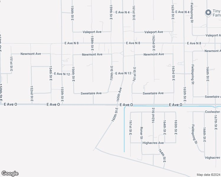 map of restaurants, bars, coffee shops, grocery stores, and more near 160th Street East in Lake Los Angeles