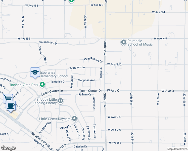 map of restaurants, bars, coffee shops, grocery stores, and more near 40509 Milan Drive in Palmdale