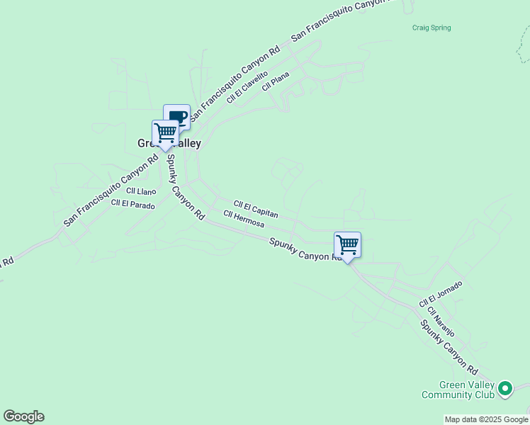 map of restaurants, bars, coffee shops, grocery stores, and more near Calle El Capitan in Green Valley