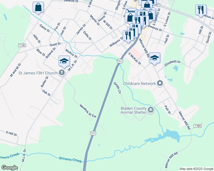 map of restaurants, bars, coffee shops, grocery stores, and more near 906 South Poplar Street in Elizabethtown