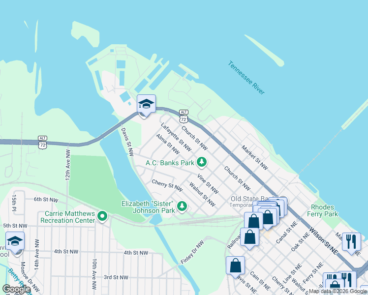 map of restaurants, bars, coffee shops, grocery stores, and more near 715 Lafayette Street Northwest in Decatur