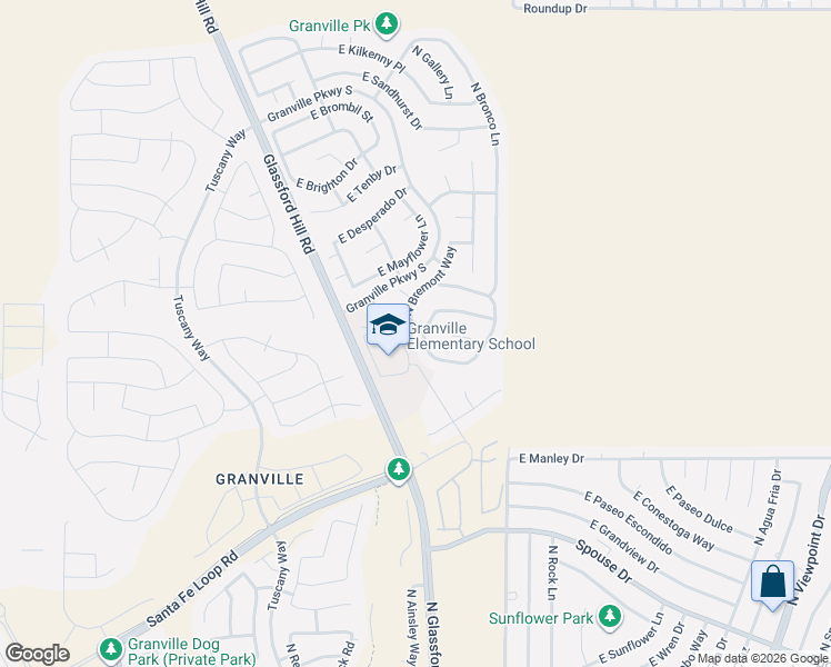 map of restaurants, bars, coffee shops, grocery stores, and more near 5250 Stover Drive in Prescott Valley