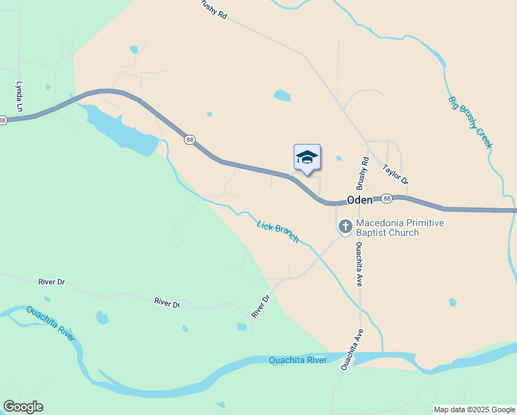 map of restaurants, bars, coffee shops, grocery stores, and more near 1183 Arkansas 88 in Oden