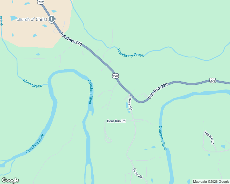 map of restaurants, bars, coffee shops, grocery stores, and more near 1 Riverview Lane in Mount Ida