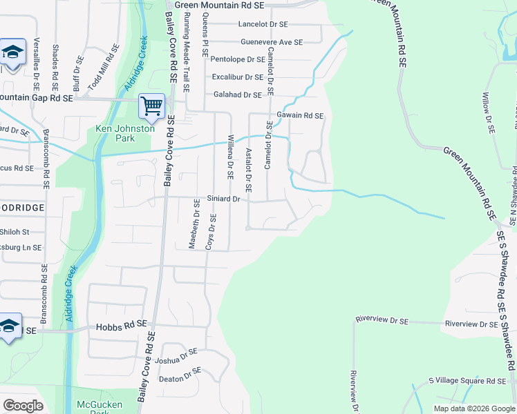 map of restaurants, bars, coffee shops, grocery stores, and more near 1302 Siniard Drive in Huntsville