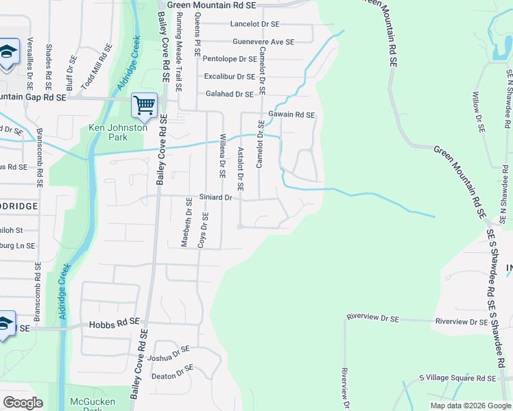 map of restaurants, bars, coffee shops, grocery stores, and more near 1302 Siniard Drive in Huntsville