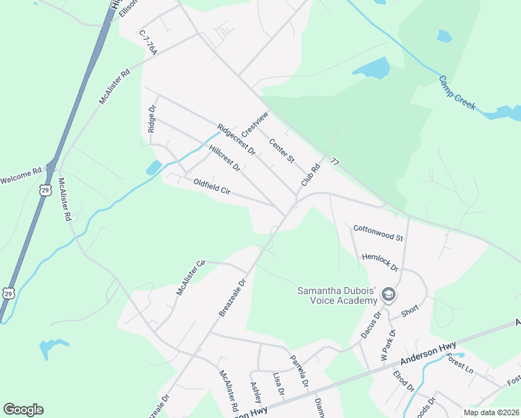 map of restaurants, bars, coffee shops, grocery stores, and more near 101 Oldfield Circle in Williamston