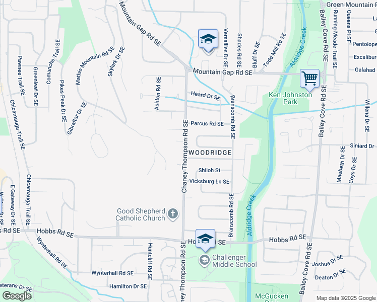 map of restaurants, bars, coffee shops, grocery stores, and more near 1005 Antietam Road Southeast in Huntsville