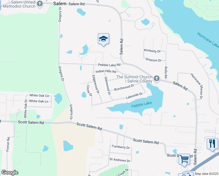 map of restaurants, bars, coffee shops, grocery stores, and more near 5963 Glenwood Drive in Benton