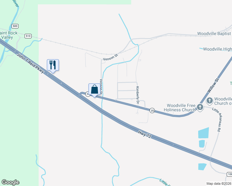 map of restaurants, bars, coffee shops, grocery stores, and more near 69 Robinwood Lane in Woodville