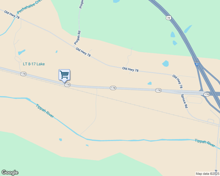map of restaurants, bars, coffee shops, grocery stores, and more near Highway 178 in Hickory Flat