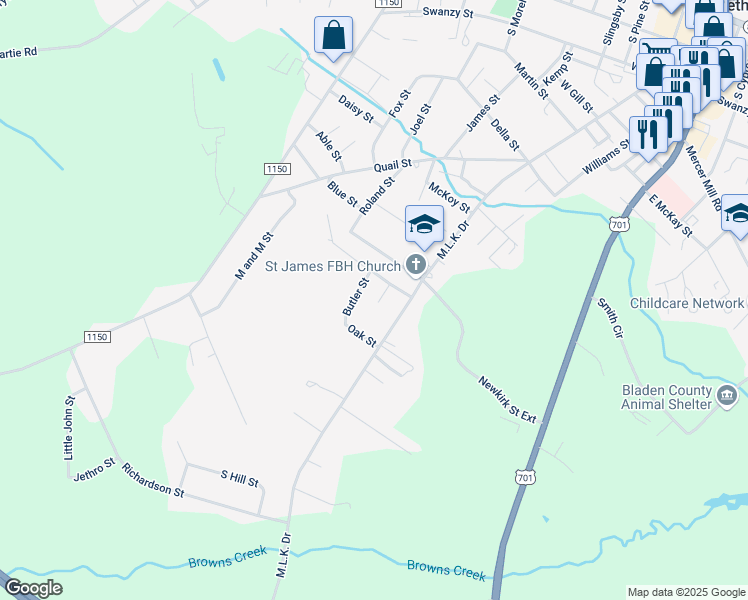 map of restaurants, bars, coffee shops, grocery stores, and more near 1608 Ward Street in Elizabethtown