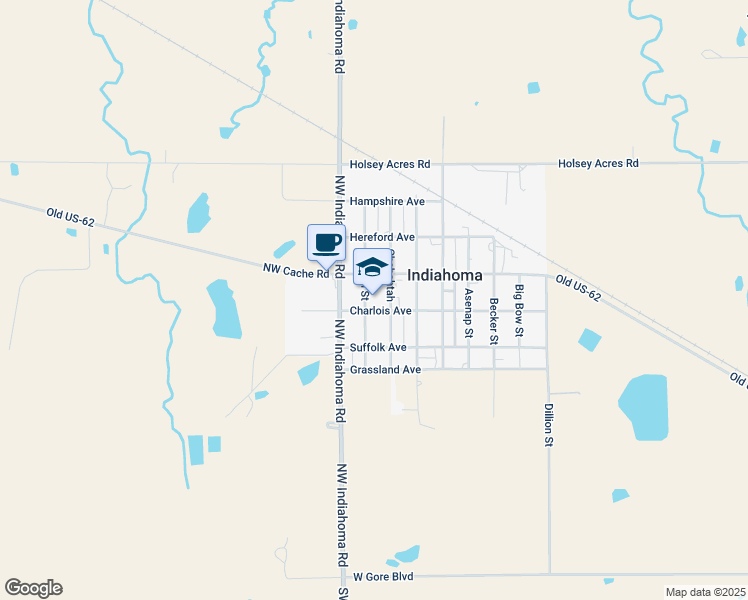 map of restaurants, bars, coffee shops, grocery stores, and more near 307 Chebahtah in Indiahoma