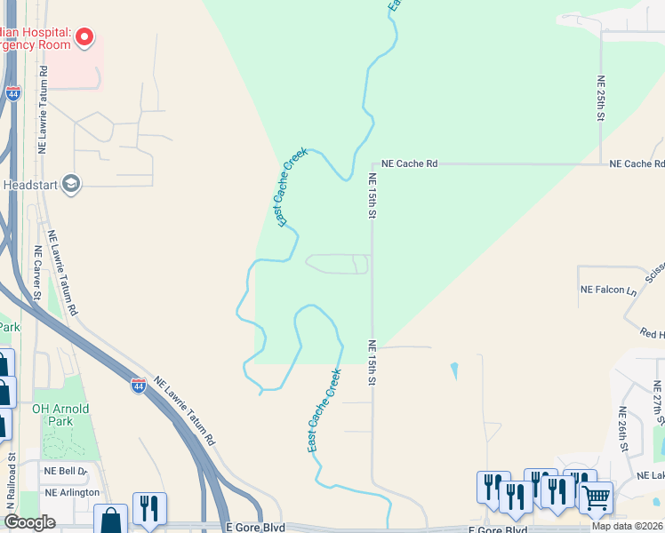 map of restaurants, bars, coffee shops, grocery stores, and more near 1002 Northeast 15th Street in Lawton