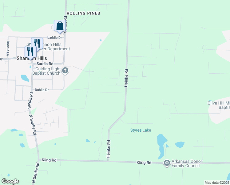 map of restaurants, bars, coffee shops, grocery stores, and more near D R Trail in Saline County