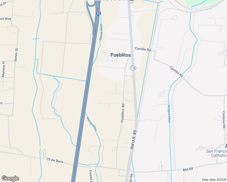 map of restaurants, bars, coffee shops, grocery stores, and more near 61 Pueblitos Road in Belen